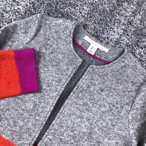 Max Studio Sweater Womens Small Multicolor Wool Blend Colorblock Open Cardigan
